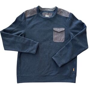 Merrell Mens Blue Textured Crewneck Long Sleeve Sweatshirt With Pocket Size M